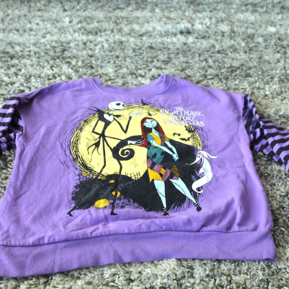 Disney The Nightmare Before Christmas Girl's Purple Pullover Shirt Size L 10/12